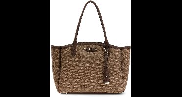 GUESS schoudertas Lindsey Tote Latte Logo Lichtbruin