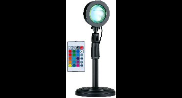 Grundig Sunset Lamp - Projectielamp met Afstandsbediening - RGB LED Lamp met 16 Kleuren en 4 Lichtstanden - Tafellamp en Nachtlamp - USB-A Oplaadbaar - 27x11.4x11.4 cm - Zwart