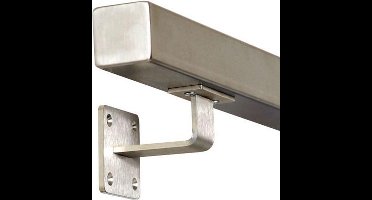 RVS Vierkante Trapleuning 120 cm met 2 houders