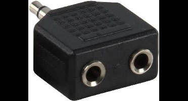 Benza Hoofdtelefoon Splitter, Verdeel Adapter plug van 1x 3,5 mm Jack naar 2x 3,5 mm Jack - Zwart