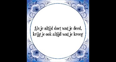 Tegeltje met Spreuk (Tegeltjeswijsheid): Als je altijd doet wat je deed, krijg je ook altijd wat je kreeg + Kado verpakking & Plakhanger