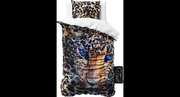 Sleeptime Cheetah - Dekbedovertrek - Eenpersoons - 140x200/220 + 1 kussensloop 60x70 - Taupe