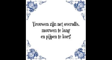 Tegeltje met Spreuk (Tegeltjeswijsheid): Vrouwen zijn net overalls, mouwen te lang en pijpen te kort! + Kado verpakking & Plakhanger