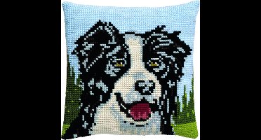 Pako borduurpakket kruissteek kussen - border collie hond - geprint stramien -003.124 - DIY kit