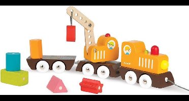 Janod Trekfiguur - Trein met houtkraan