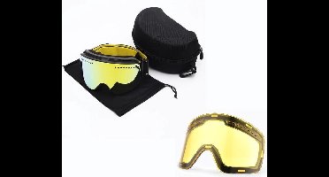 Skibril snowboard Goggles met magnetische lens spiegel Magic Gold frame zwart Y type 5 Cat. 1 tot 4 - ☀/☁