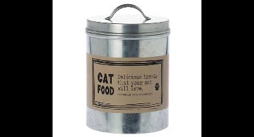 Riverdale Blik Cat zilver 17cm - Opbergblik - Kattenvoer