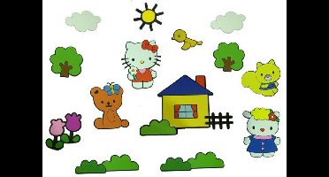 Sanrio - Hello Kitty - Muurdecoratie - Wandstickers - Muurstickers - Wanddecoratie - 3D Foam - 14-delig - Kinderkamer - Meisjes - Roze.