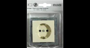 Jung AS500 wandcontactdoos enkel inbouw met randaarde crème