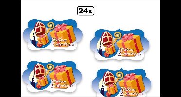 24x Feestbord Sinterklaas kado - Wand deco Sint en Piet thema feest Sinterklaas