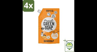 Marcel’s Green Soap – Handzeep Navulling – Sinaasappel & Jasmijn – 500 ml - Voordeelverpakking - 4 stuks - Handzeep - Sinaasappel