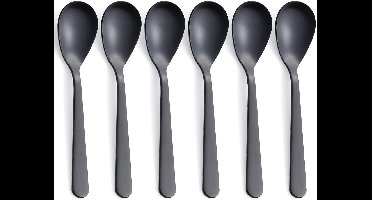 6 stuks - Lepels - lange koffielepelset – 304RVS – Dessertlepelset – 11,1 cm – IJslepel – Theelepel – Suikerlepel – zwart