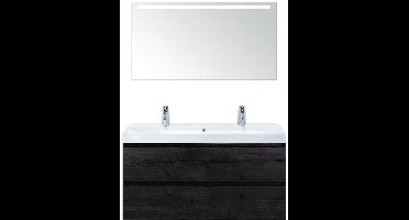 Maxx XL Badmeubelset 120 cm - Black Oak - Wastafel Just Enkel 2 Kraangaten met LED Spiegel