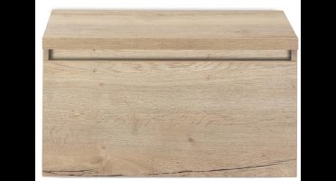 Frozen Badmeubelset 80 cm - Greeplijst in Kleur - Inclusief Wastafelbovenblad Natuur Eiken