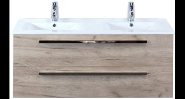 Seville Badmeubelset 120 cm - 2 Laden Craft Oak - Wastafel Enjoy Dubbel