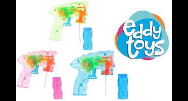 Eddy Toys Bellenpistool met Licht - Bubble Gun with Light 2 Stuks - Bellenpistool 60 ML inclusief Bellenblaasvloeistof - Automatisch Bellenpistool op Batterijen - Diverse Kleuren - 1 Willekeurige Kleur