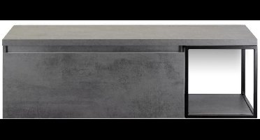 Frozen Badmeubelset 140 cm - Greeplijst in Kleur - Zwart Frame - Wastafelbovenblad Beton Antra