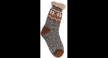 Heren huissokken met antislip - warme huissokken - antislip sokken - cottage - grijs - 42 /46