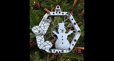 Set van 6 kerstballen van hout 3D Ø 100mm