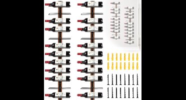 RVV® Wijnrek Muur - Wijnrek - Wijnrek Ophangbaar - 2 x 12 Flessen - Metaal- bruin- 43cm x 37cm x 13cm