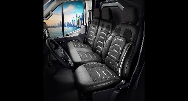 Stoelhoezen Renault Trafic 2022 – heden – Bodrum zwart grijs – perfecte pasvorm (1 plus 2)