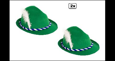 2x Hoed Apres ski Anton groen - Oktoberfest lederhosen jagershoedje Tirol groen bierfeest