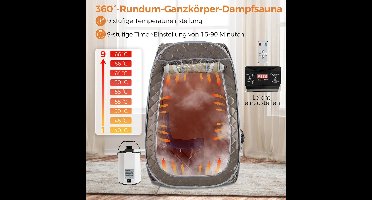 Draagbare Stoomsauna – Mobiele Sauna – Thuis Sauna Tent – Inklapbare Sauna – Persoonlijke Sauna – 3L Stoomgenerator – Afstandsbediening & Timer – Grijs