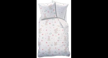 Matt & Rose Dekbedovertrek, Petit Lapin - Eenpersoons -140 x 200 + 63 x 63 cm - Katoen