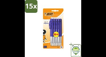 15 x BIC - M10 Original - Balpennen met Kliksysteem - Blauw - 1 mm Punt - 14 Pennen - Grootverpakking - Balpennen - Schrijfset - BIC M10 - Klikmechanisme - Blauwe Inkt