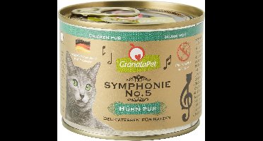 GranataPet Symphonie No. 5 maaltijd PUR kip, natte katten voedsel zonder granen & zonder toegevoegde suikers, filet in natuurlijke gelei, delicatessen voor je kat, 6 x 200 g