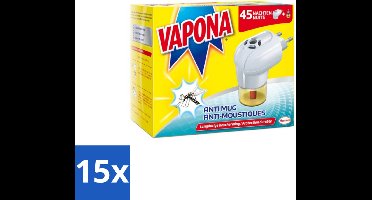 15 x Vapona – Anti-Muggenstekker – 45 nachten - Koffie - Koffiezetapparaat - Koffiezetapparaat Met Automatische Functie