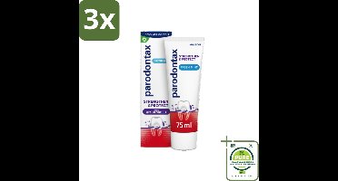 3 x Parodontax - Tandpasta - Strengthen & Protect - Fresh Mint - 75 ml - Grootverpakking - Tandvleesbescherming - Tandvleesversterking - Tandpasta - Hyaluronzuur - Fluoride