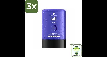 3 x Taft - Titane 6 - Styling Gel - Krachtige fixatie - 300 ml - Grootverpakking - Haar Gel - Sterke Fixatie - Titanium Hold - Vochtbestendig - Plakkerig