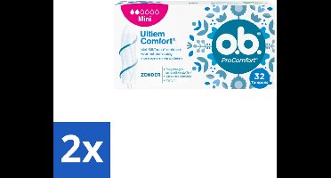 2 x o.b. – ProComfort Tampons – Mini – 32 Tampons - Mini Tampons - Menstruatiebescherming - Comfortabele Tampons - Bescherming Tijdens Menstruatie - Plantaardige Tampons