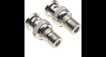 BNC Plug naar F Type Socket Adapter - 2 Stuks Nickel Geplateerd