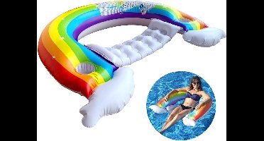 Opblaasbare Zwembad Float Regenboog met Bekerhouders voor Volwassenen en Kinderen