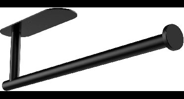 Keukenrolhouder, zelfklevende keukenrolhouder voor aan de muur, zwart roestvrij staal, keukenrolhouder voor alle keukenpapier