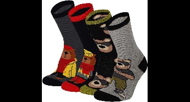 Apollo Jongens Antislip Sokken 4-Pack Beer Print - Maat 23/26