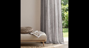 HOOMstyle Kant en klaar gordijn met ringen Noa - Inbetween - Geschikt voor gordijnroede - 140x270 - Grijs