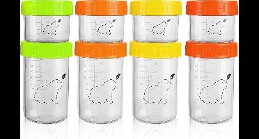 Glazen Bewaardozen voor Babyvoeding (8-delig) - Herbruikbare Flessen voor Babyvoeding en Snacks