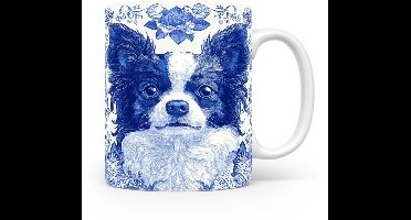 Mok Papillon Beker voor koffie of tas voor thee, cadeau voor dierenliefhebbers, moeder, vader, collega, vriend, vriendin, kantoor, opa, oma, hond, kerst, sinterklaas, verjaardag