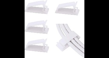 50 zelfklevende kabelclips - Kabelbeheer - Geschikt voor Ethernet-kabelorganisatie en kabelbeheersystemen voor tv's, pc's, laptops, kantoorapparatuur, enz. - Wit