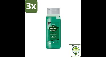3 x Brut - Douchemiddel - All in One Haar en Body - Original - Verzorgend & Verfrissend - 500ml - Grootverpakking - Douchegel - 2-in-1 - Haar En Lichaam - Brut Original - Mannelijke Geur
