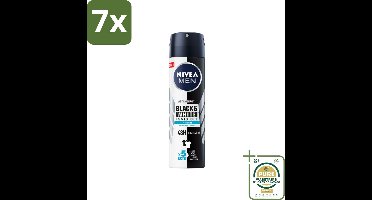 7 x NIVEA Men Deodorant Spray Invisible for Black & White Fresh 150 ml - Grootverpakking - Deodorant Spray - Anti-Transpirant - Zweetbehandeling - Witte Strepen - Gele Vlekken