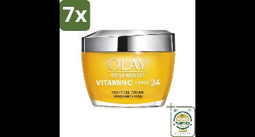 7 x Olay - Vitamine C + AHA24 - Nachtcrème - Vernieuwend & Verhelderend - 50 ml - Grootverpakking - Nachtcrème - Huidverheldering - Vitamine C - AHA - Niacinamide