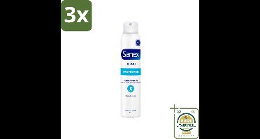 3 x Sanex Dermo - Deodorant Spray - Hypoallergeen - Anti-Transpirant - 150 ml - Grootverpakking - Deodorant Spray - Hypoallergenisch - Anti-transpirant - Huidbescherming - Gevoelige Huid