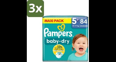 3 x Pampers – Luiers – Baby-Dry Maat 5+ (12-17 kg) – 84 Luiers - Baby Luiers - Droge Luiers - Baby Droogheid - Baby Bescherming - Baby Nachtrust