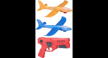 Eddy Toys Glider Gun 2-in-1 - Pistool met Zweefvliegtuig - Launcher Speelgoed met Glider Vliegtuig - Speelgoed Vliegtuig met Lanceerpistool - 1 Willekeurige Kleur