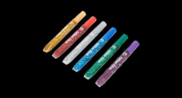 Bison glitterlijm – 6 tubes – knutsel‑ & hobbylijm – voor papier, karton en hout – water‑afwasbaar & oplosmiddelvrij – creatief glittereffect