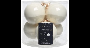 Decoris Kerstballen - 18x st - wol wit - 8 cm - glas - kerstversiering